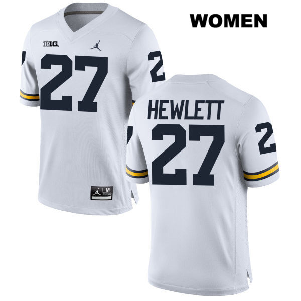 Women's NCAA Michigan Wolverines Joe Hewlett #27 White Jordan Brand Authentic Stitched Football College Jersey BS25N45XY